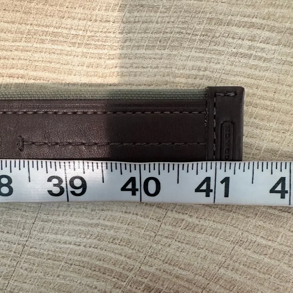 Coach Leather and Canvas Silver Tone Hardware Belt 38 inch